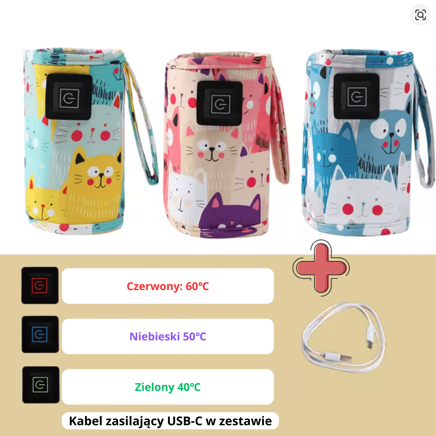 Inteligentny podgrzewacz USB "Warmie" 🍼👶 Kabel zasilający USB-C w zestawie!