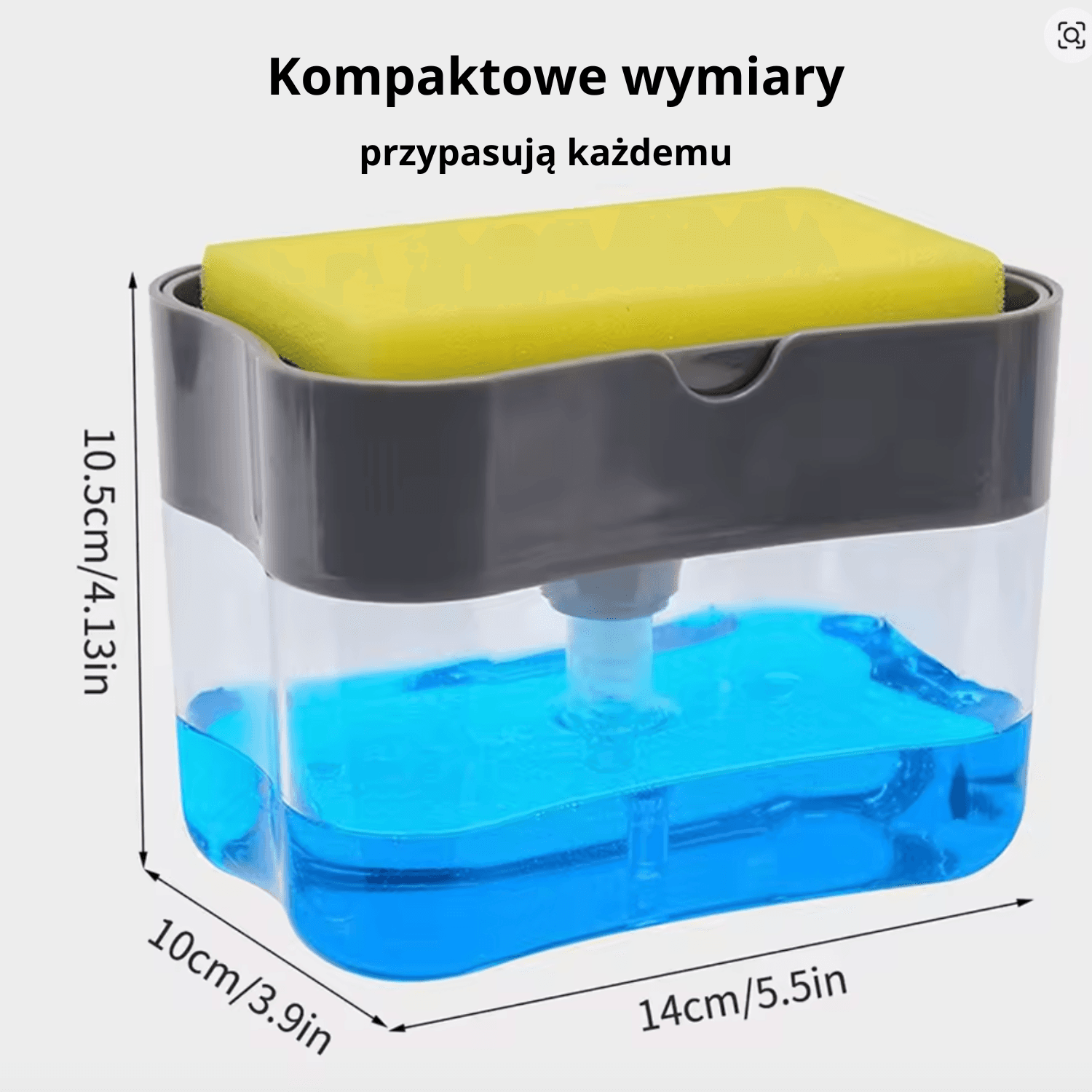 Naciskowy dozownik płynu do naczyń z pompką próżniową oraz zintegrowanym ociekaczem + gąbka GRATIS! 🧽