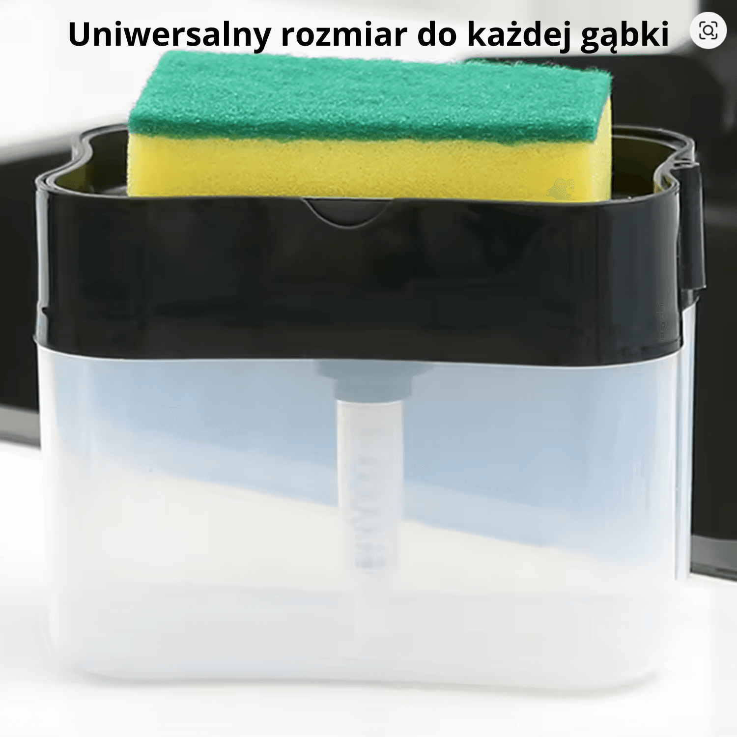 Naciskowy dozownik płynu do naczyń z pompką próżniową oraz zintegrowanym ociekaczem + gąbka GRATIS! 🧽