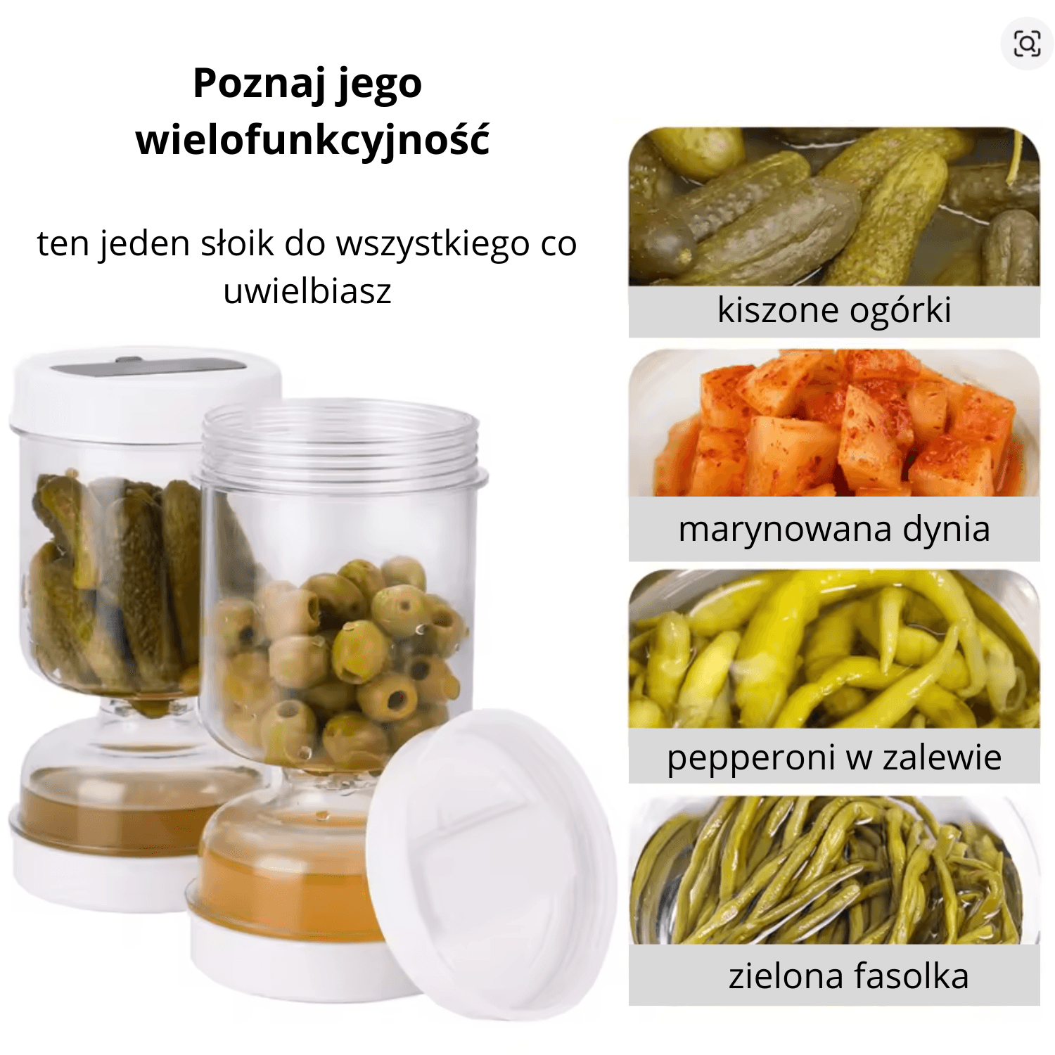 Słoik 🫙 "Klepsydra" ⌛️ 1000 ml na przetwory z separatorem soku + składany widelec w zestawie